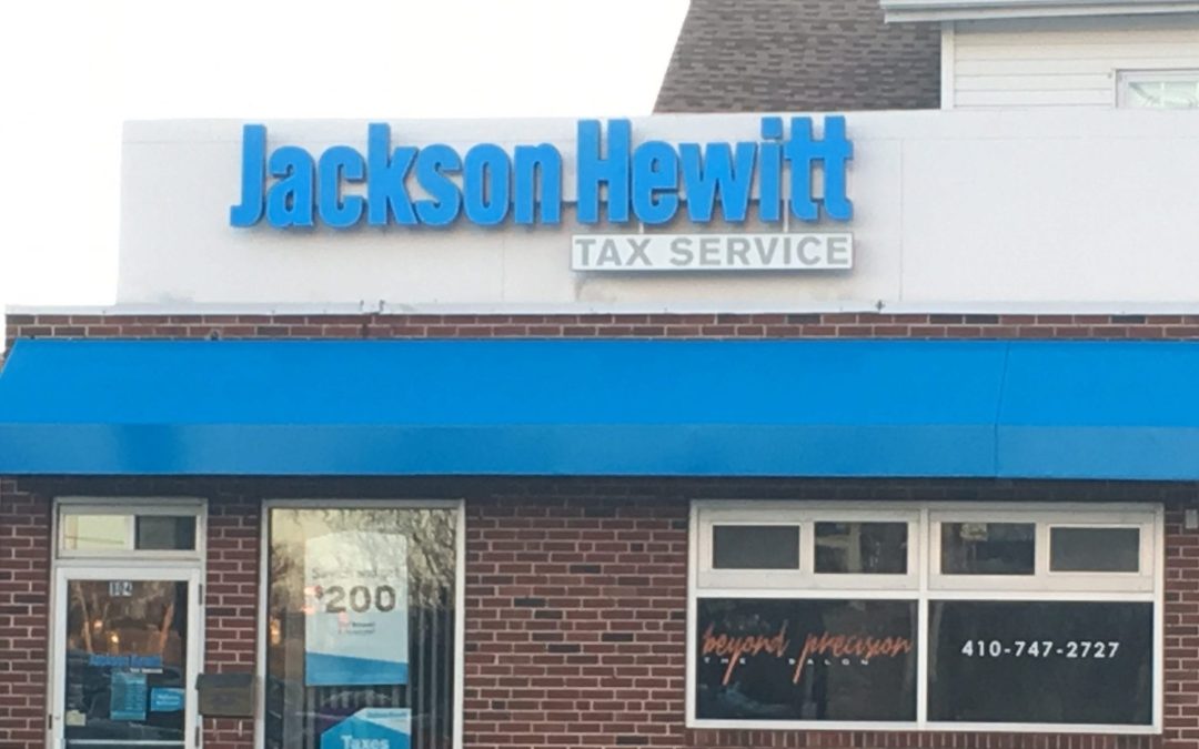 Jackson Hewitt tax service business signage